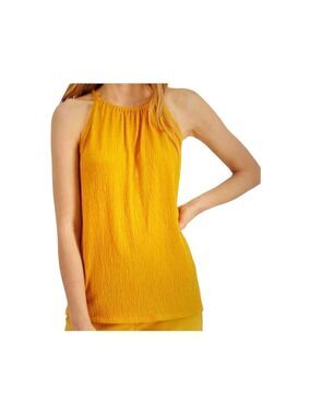 ALFANI CRINKLED TEXTURED HALTER TOP